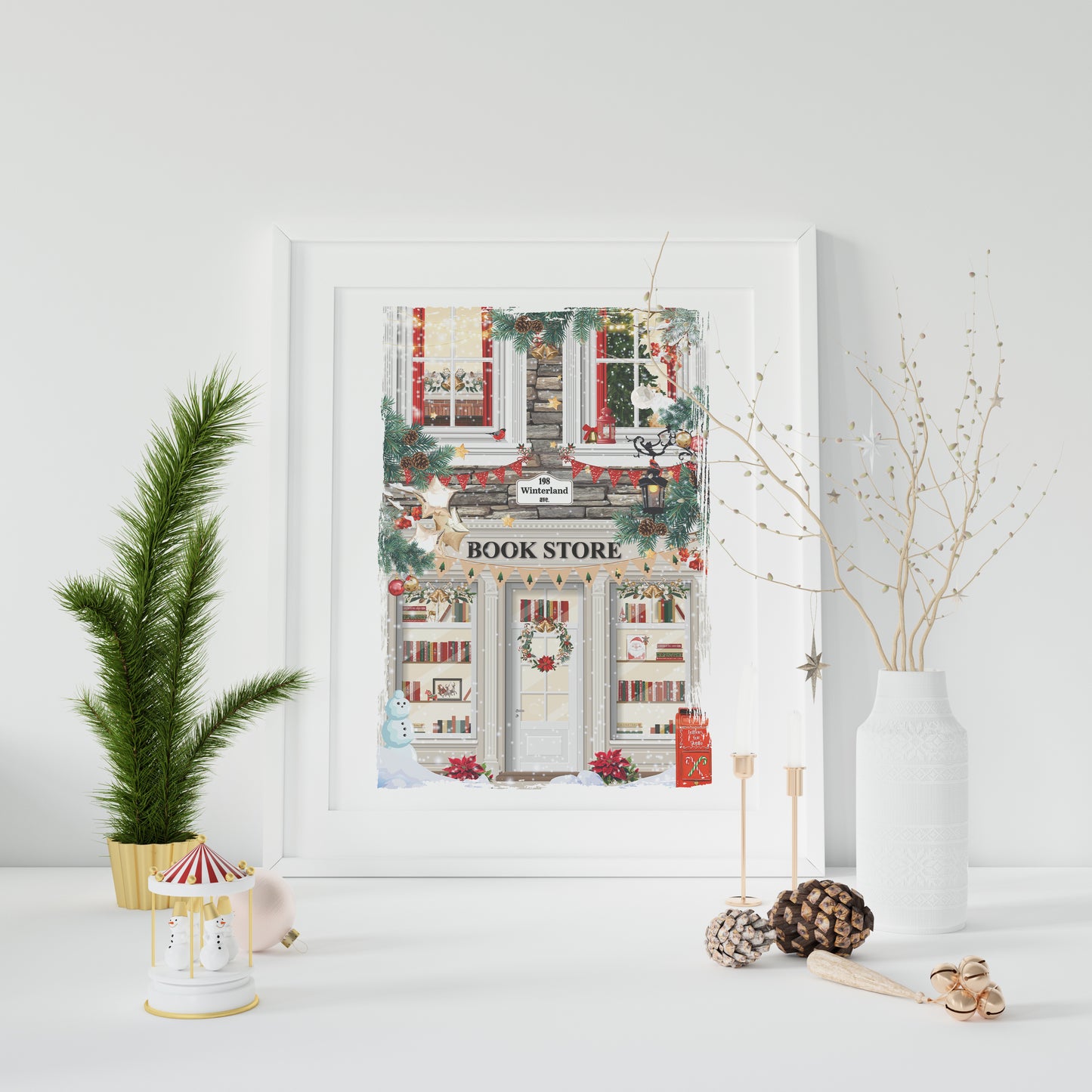 Illustration Bookstore de Noël