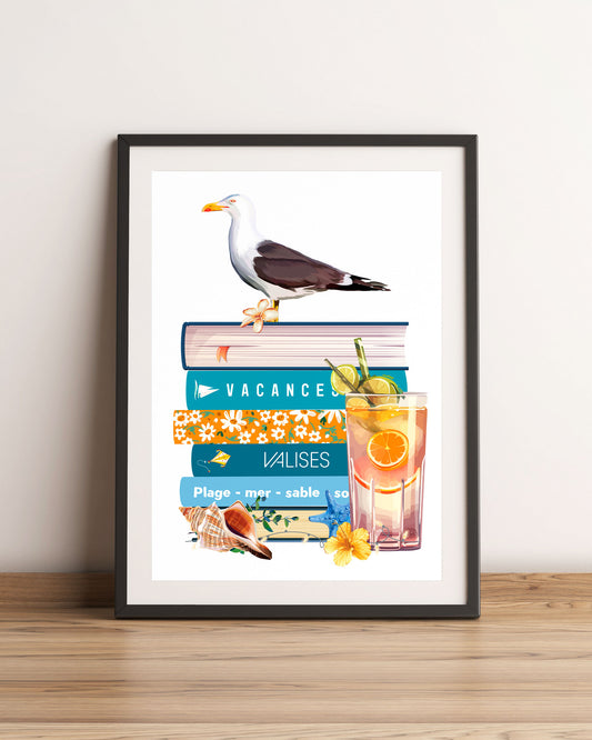 Illustration Pile de livres Vacances