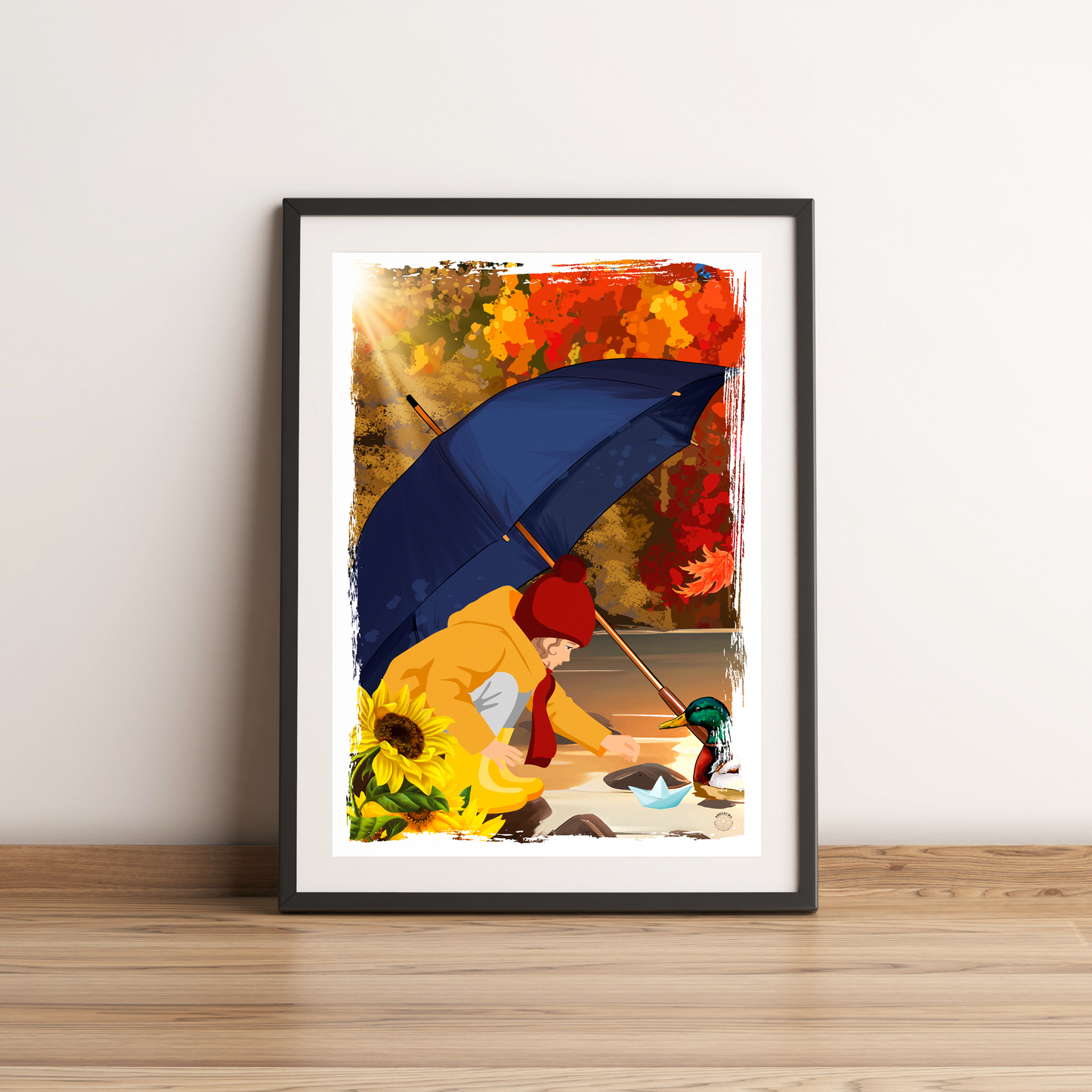 Illustration Enfant sous la pluie