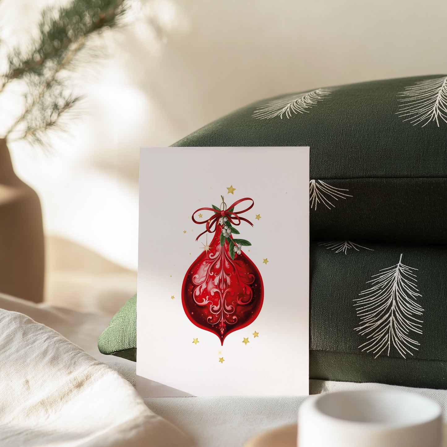 Lot de 4 Cartes Décoration de Noël