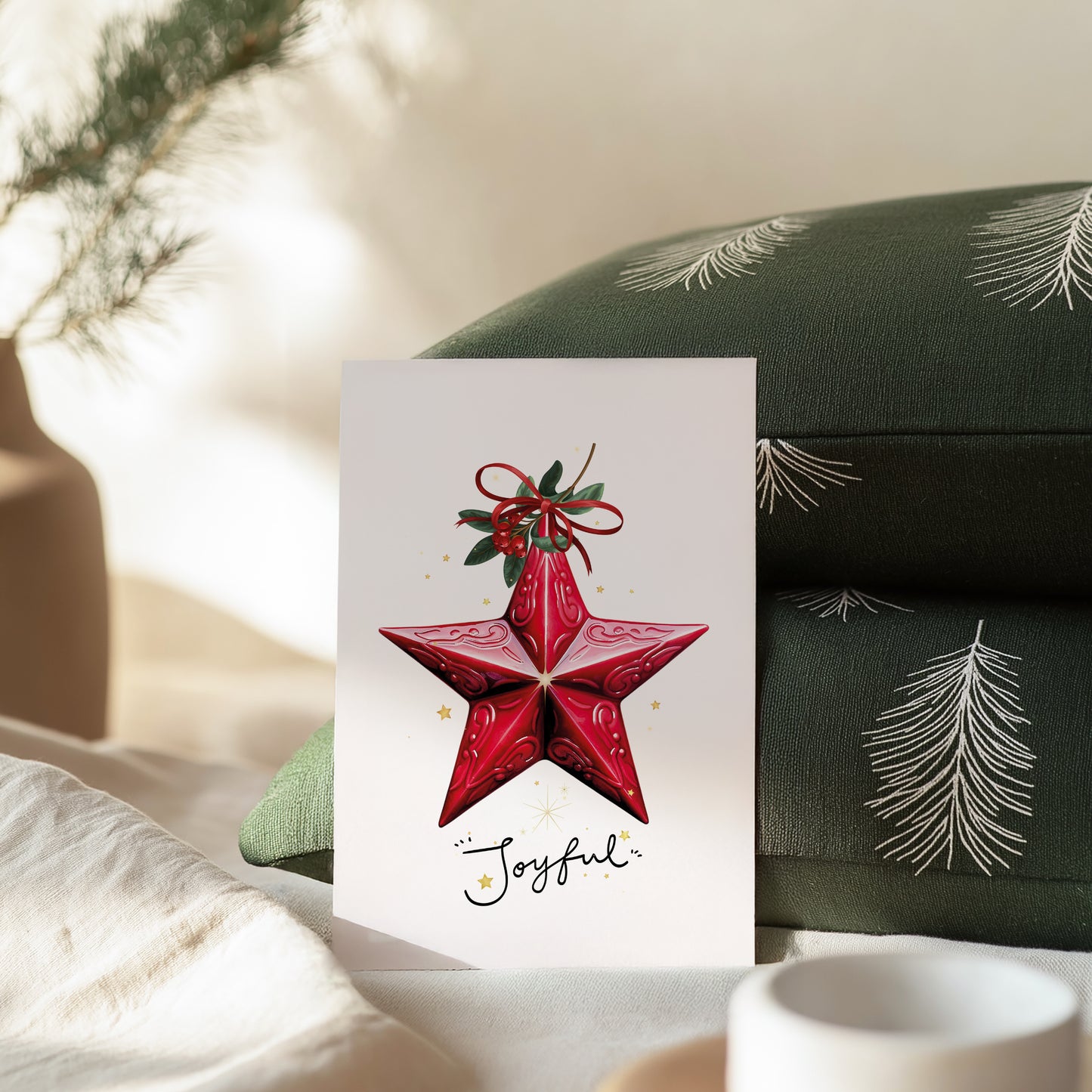 Lot de 4 Cartes Décoration de Noël