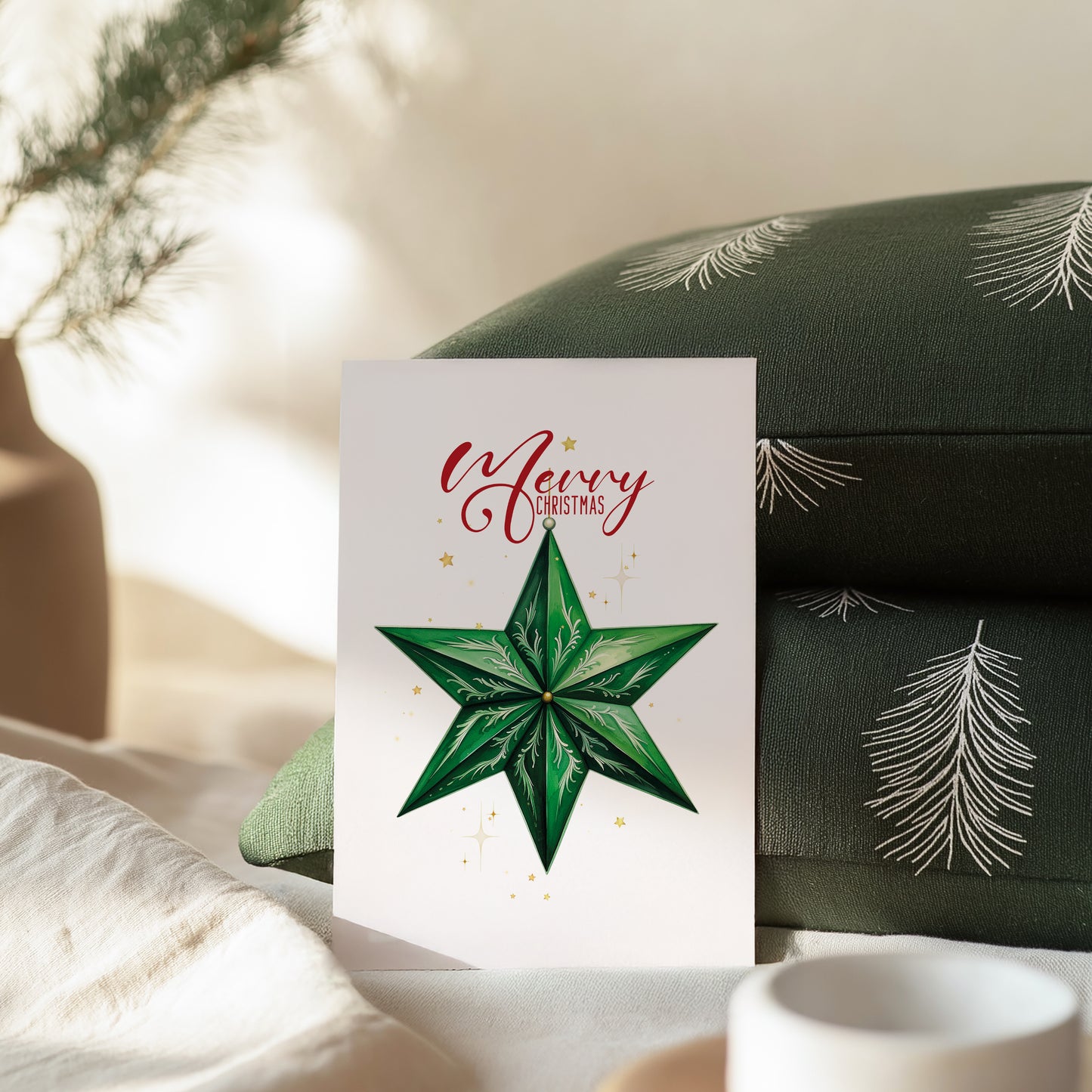 Lot de 4 Cartes Décoration de Noël