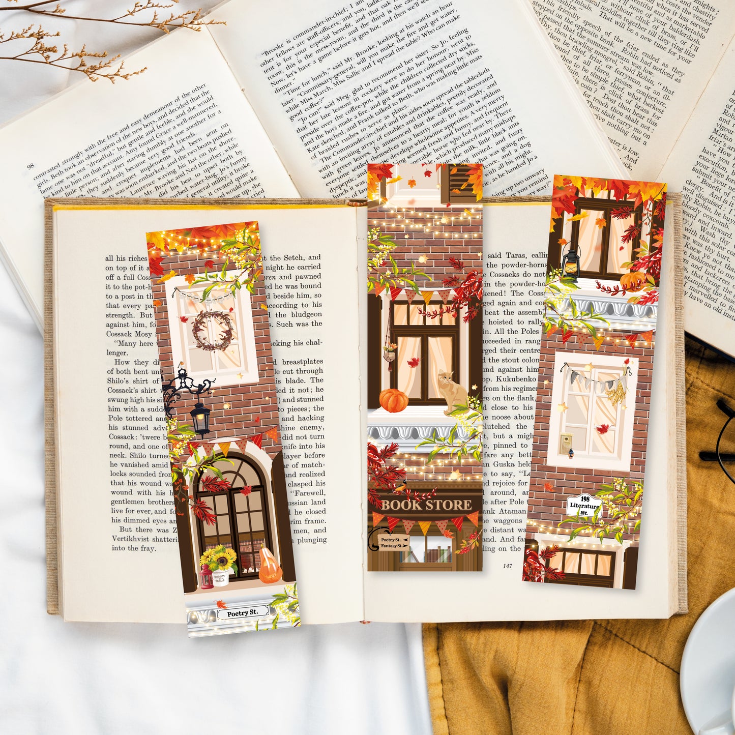 Lot de Marque Pages Fall Bookstore
