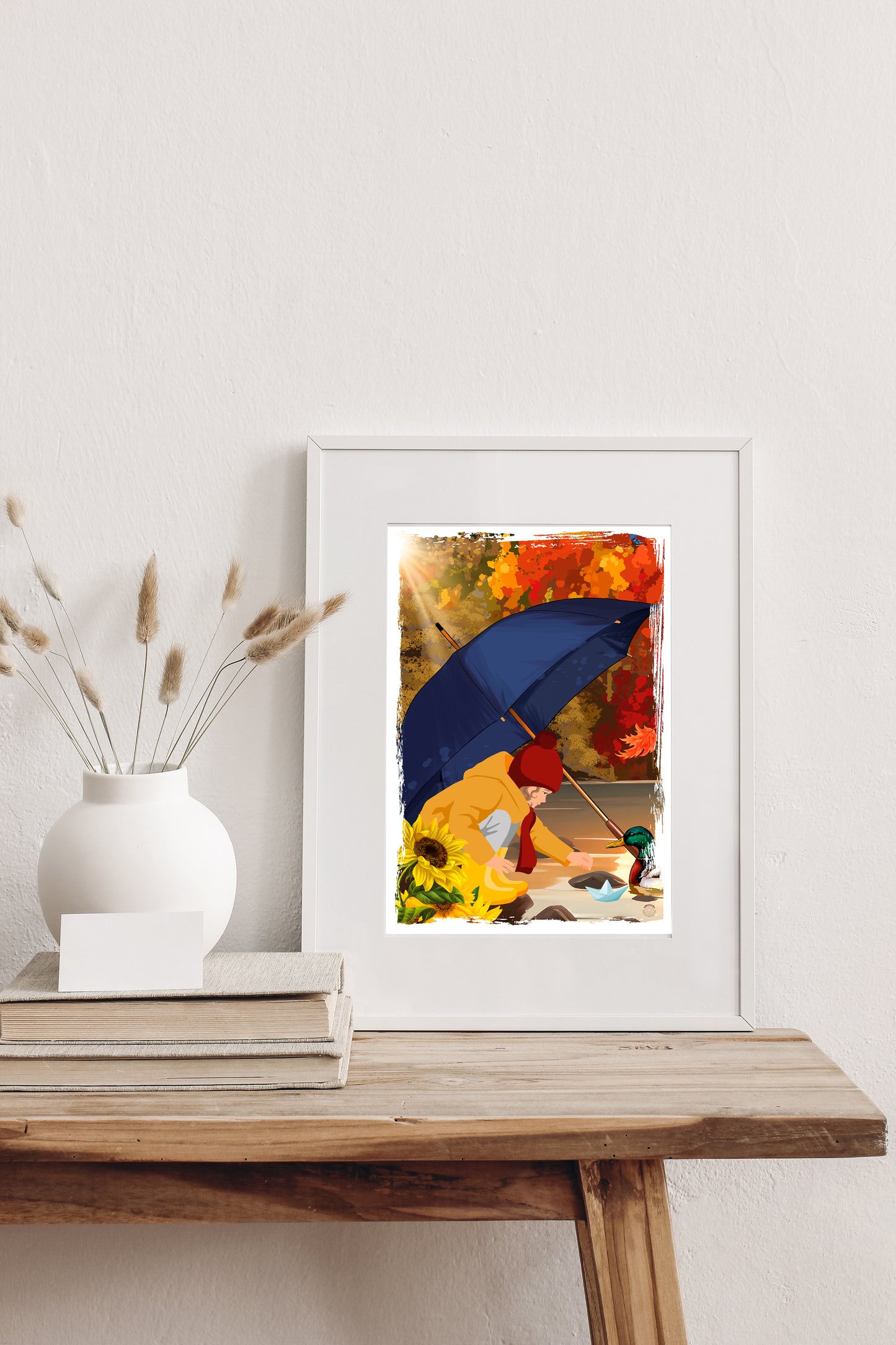 Illustration Enfant sous la pluie