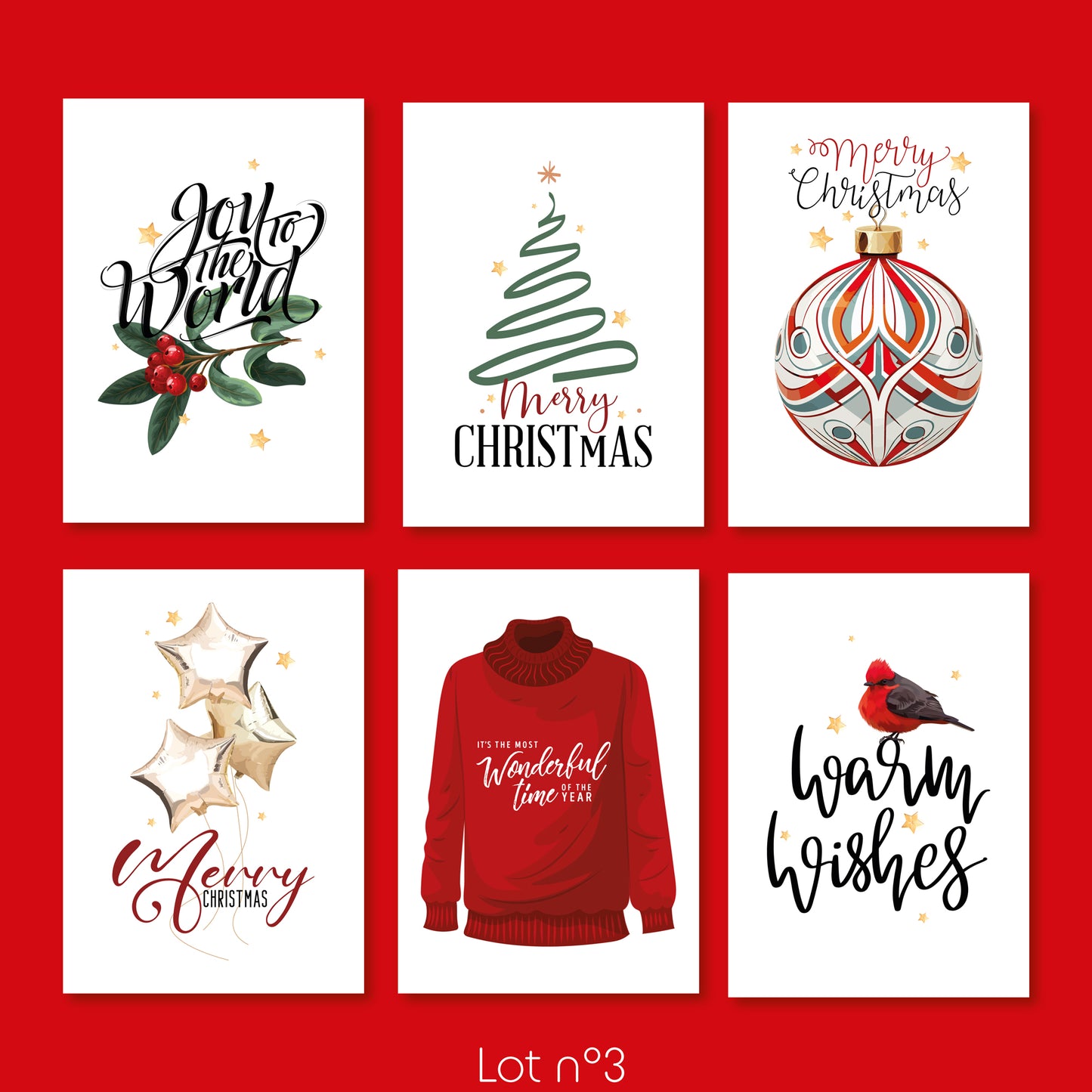 Lot de 6 Cartes de Noel