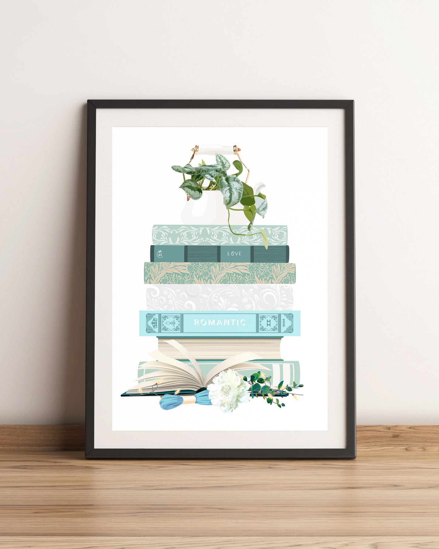 Illustration Pile de livres Romantique