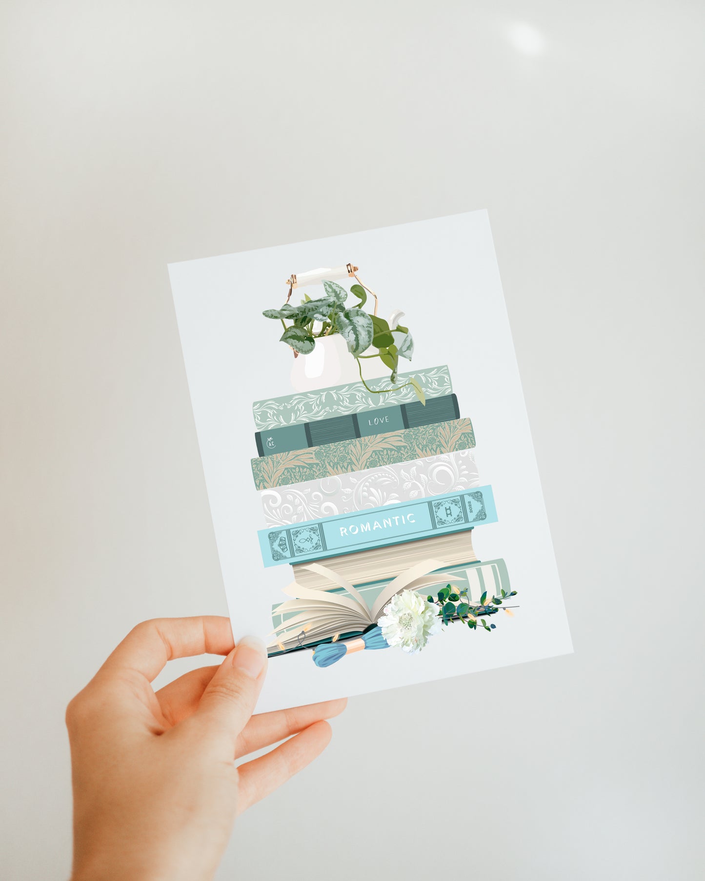 Illustration Pile de livres Romantique