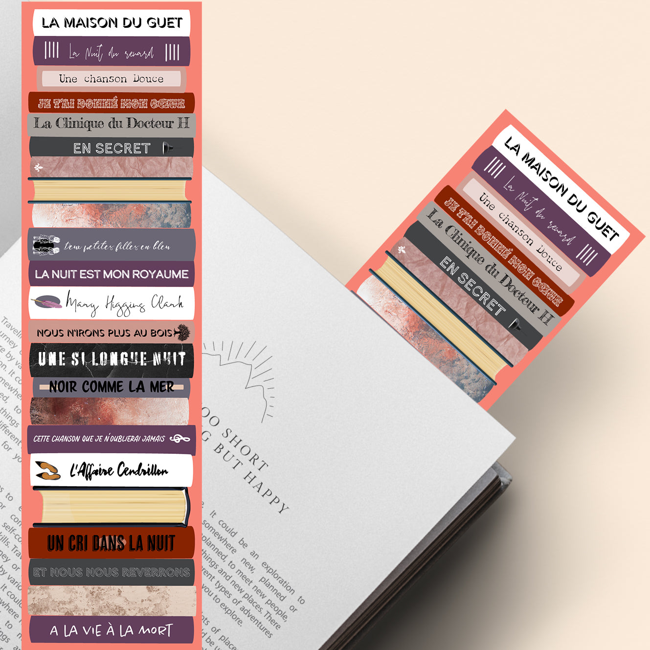 Marque-page inspiré par Mary Higgins Clark, ambiance élégante et mystérieuse, idéal pour les amateurs de thrillers psychologiques et d’enquêtes fascinantes.