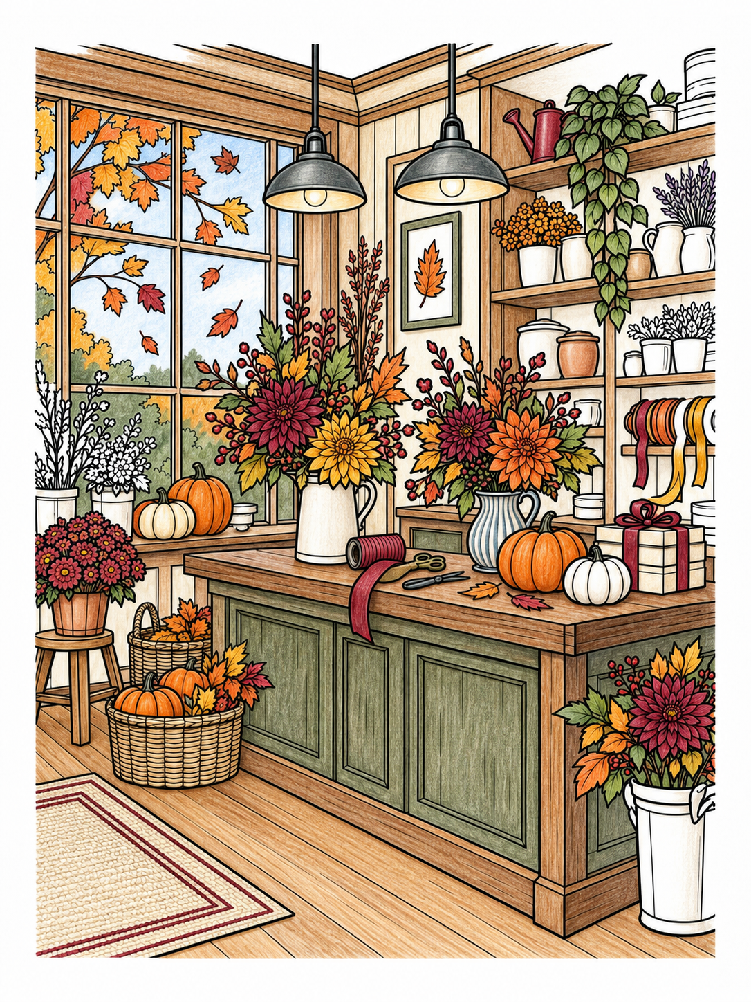 Automne au coin du feu – 30 coloriages cosy pour adultes à imprimer