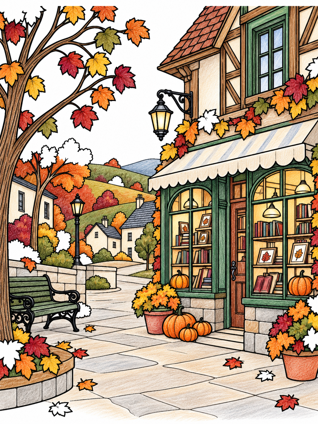 Automne au coin du feu – 30 coloriages cosy pour adultes à imprimer