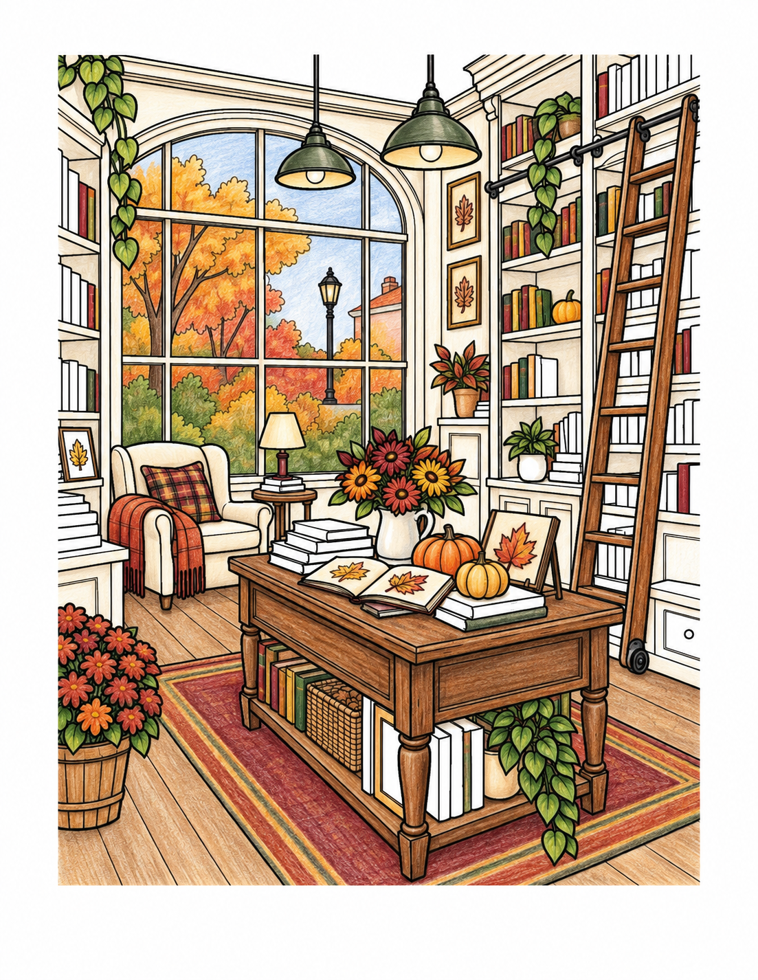 Automne au coin du feu – 30 coloriages cosy pour adultes à imprimer