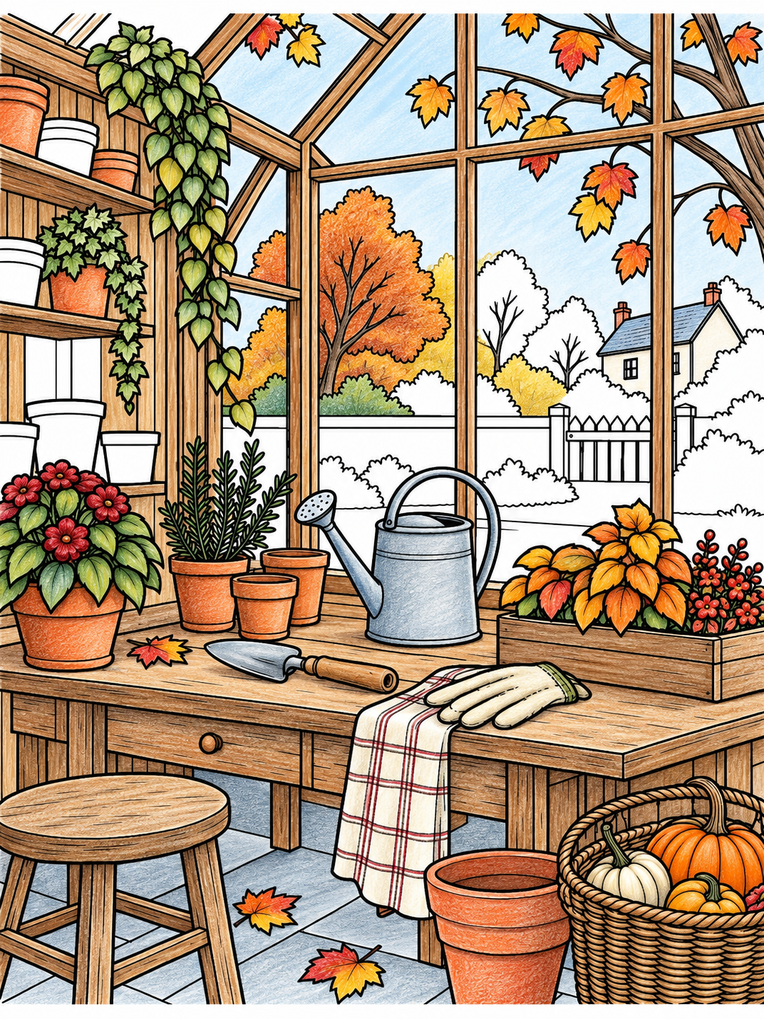 Automne au coin du feu – 30 coloriages cosy pour adultes à imprimer