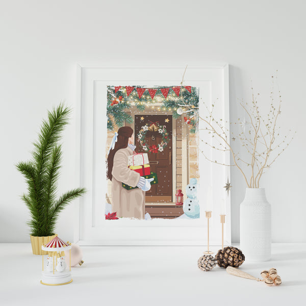 Illustration Christmas Door