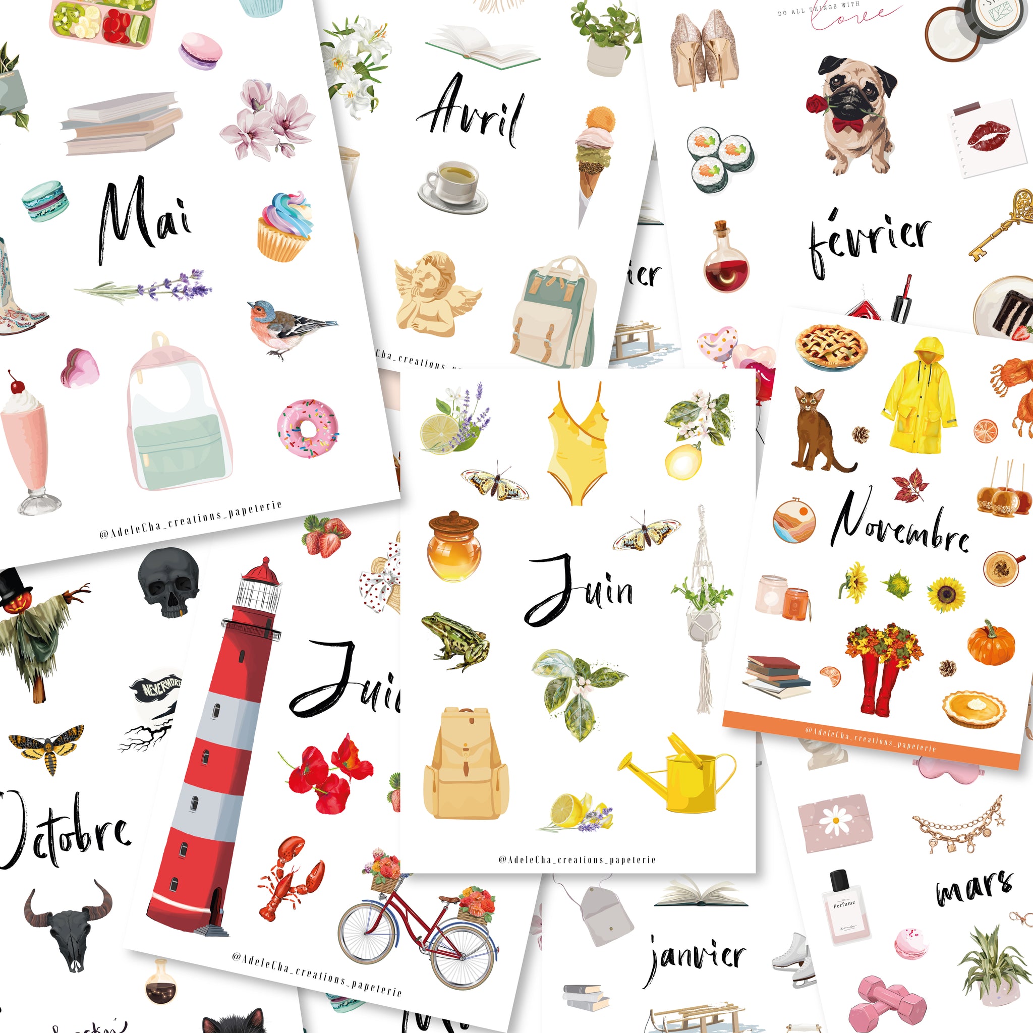 Collection de Stickers mensuels (20planches)