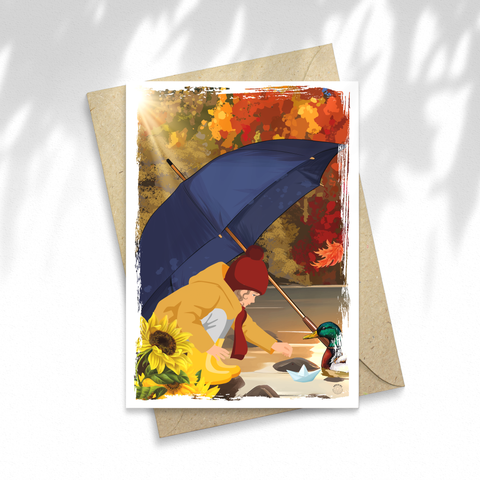 Illustration Enfant sous la pluie