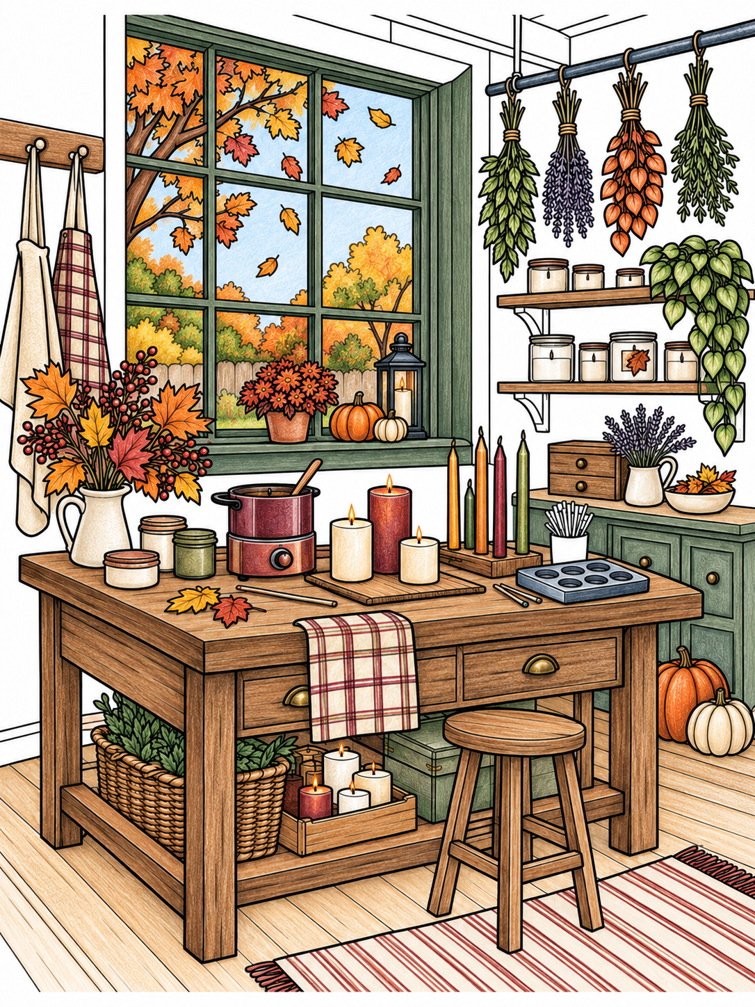Automne au coin du feu – 30 coloriages cosy pour adultes à imprimer