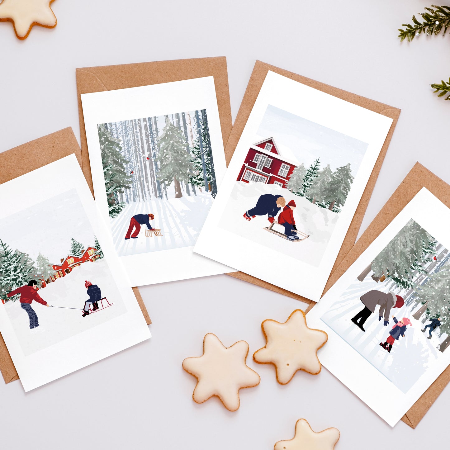 Lot de 4 Cartes Vintage Christmas