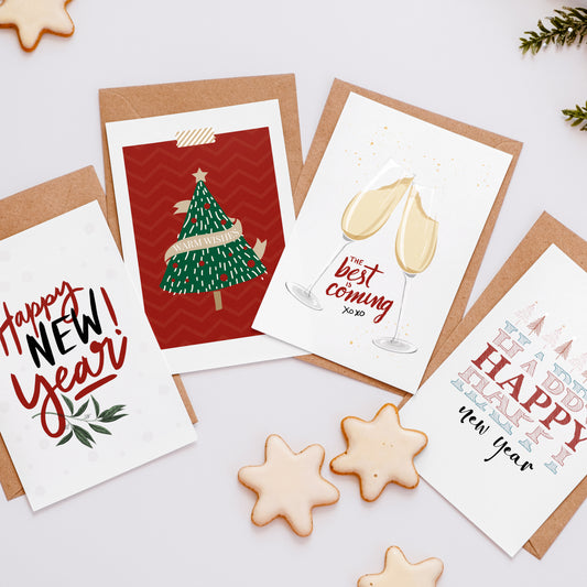 Lot de 4 Cartes de Voeux