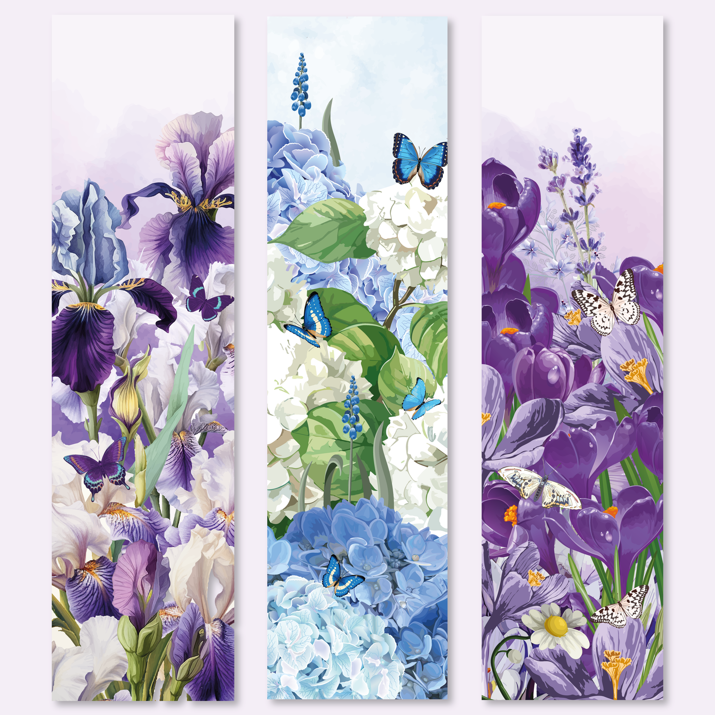 Lot de Marque Pages fleurs en folie (ton violet)