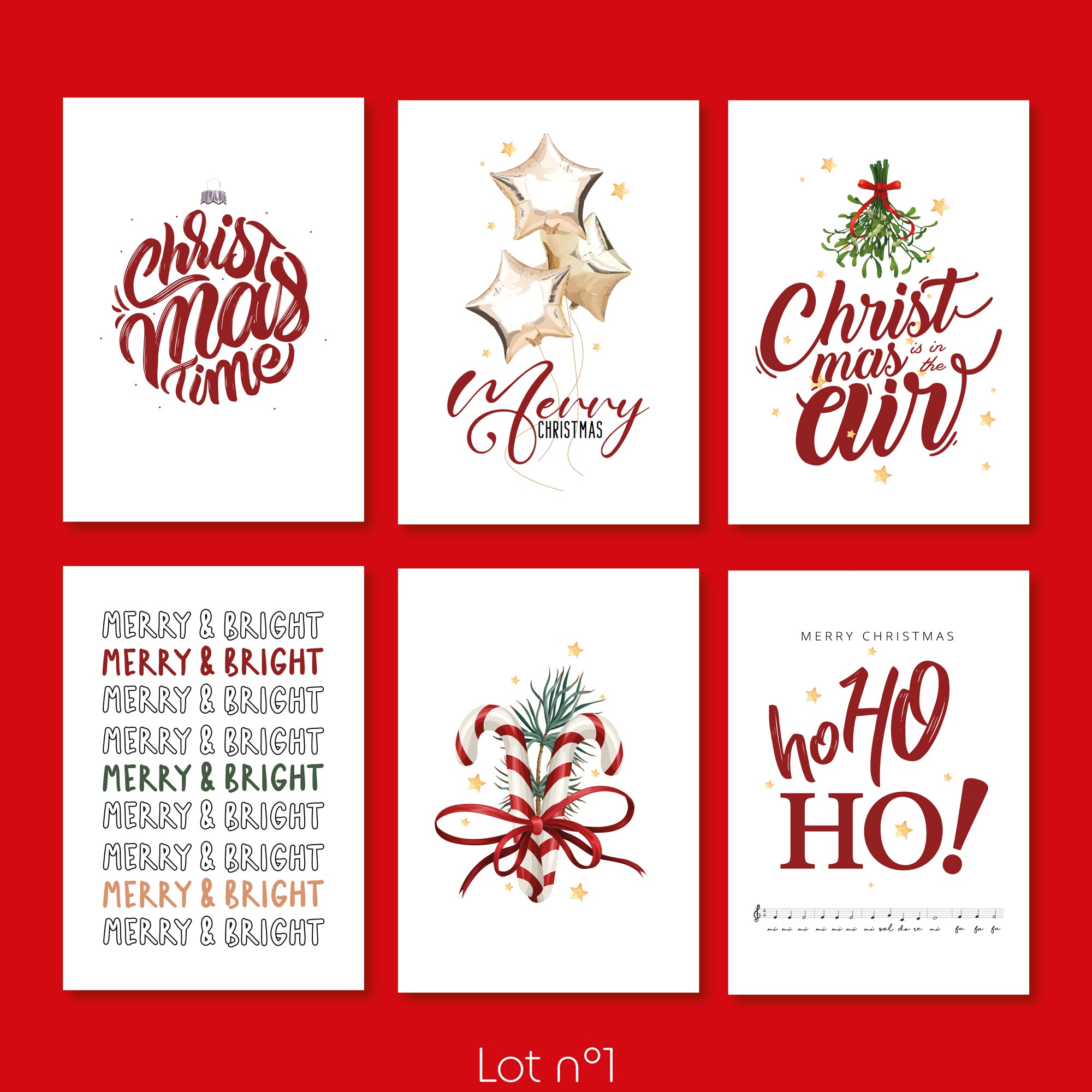 Lot de 6 Cartes de Noel