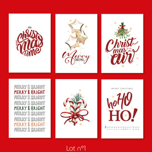 Lot de 6 Cartes de Noel