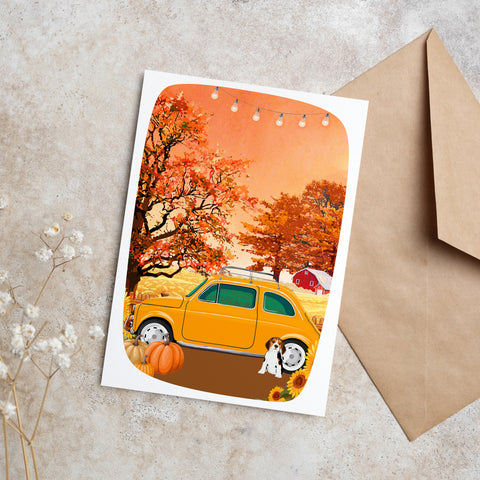 Illustration Autumn yellow car