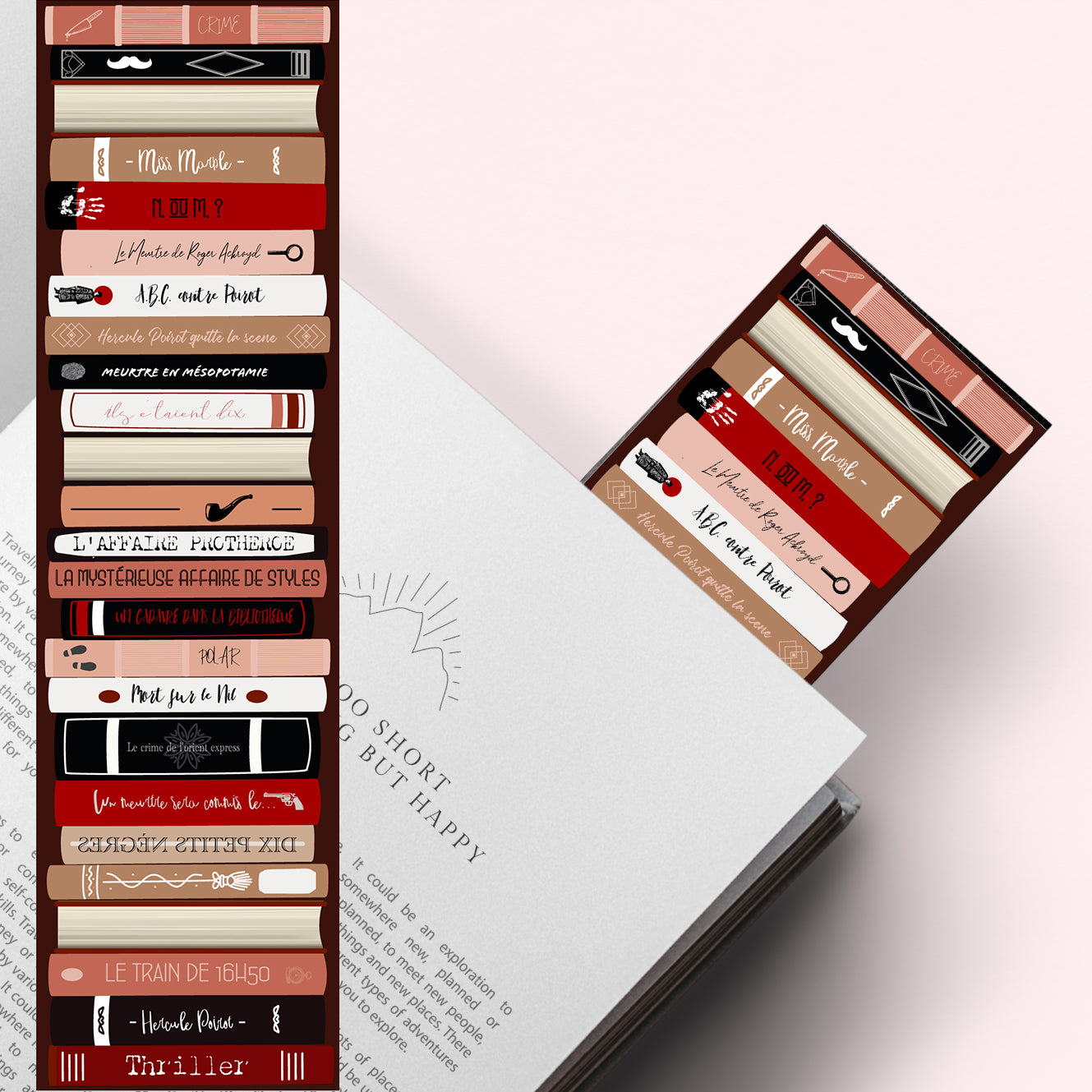 Marque-page inspiré d’Agatha Christie, ambiance polar et mystère, idéal pour les fans de romans policiers et d’enquêtes littéraires