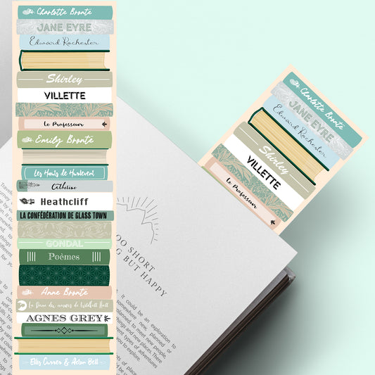 Marque-page inspiré par les sœurs Brontë, ambiance romantique et gothique, idéal pour les passionnés de Jane Eyre et des Hauts de Hurlevent.
