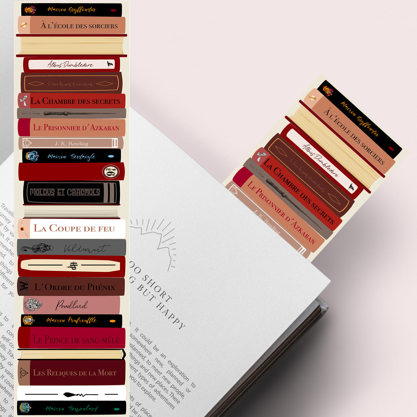 Marque-page inspiré par J.K. Rowling, univers magique et illustration féérique, idéal pour les passionnés de fantasy et d’aventure.